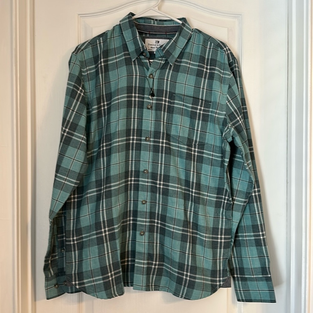 Thread & Cloth Men's Plaid Long Sleeve Button Down Shirt Size Medium